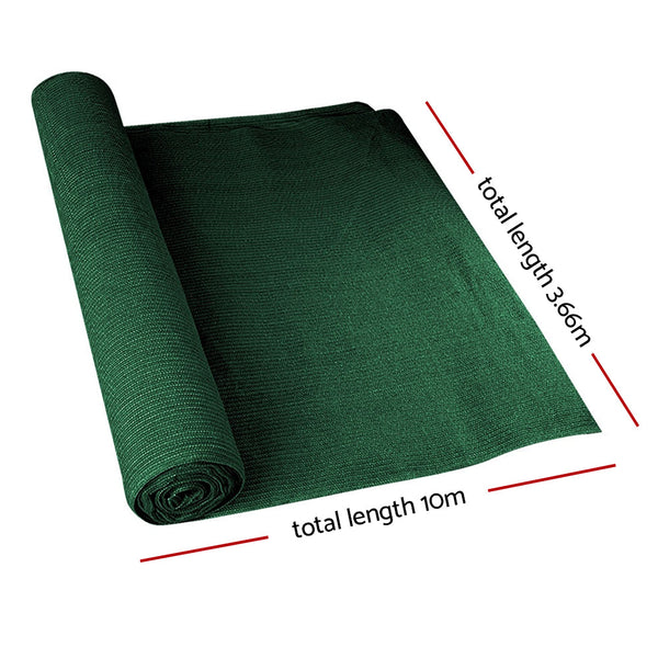 Instahut 90% Sun Shade Cloth Shadecloth Sail Roll Mesh 3.66x10m 195gsm Green Instahut