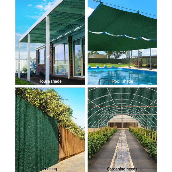 Instahut 90% Sun Shade Cloth Shadecloth Sail Roll Mesh 3.66x10m 195gsm Green Instahut