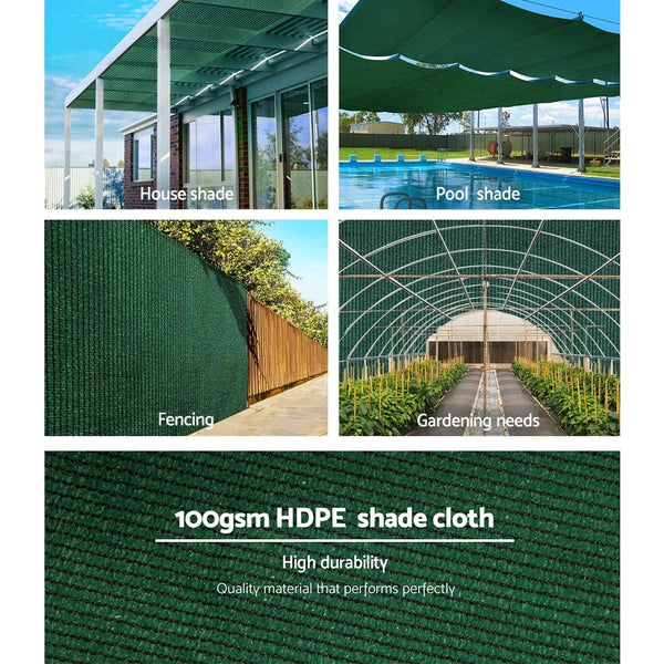 Instahut 50% Sun Shade Cloth Shadecloth Sail Roll Mesh 3.66x20m 100gsm Green Instahut