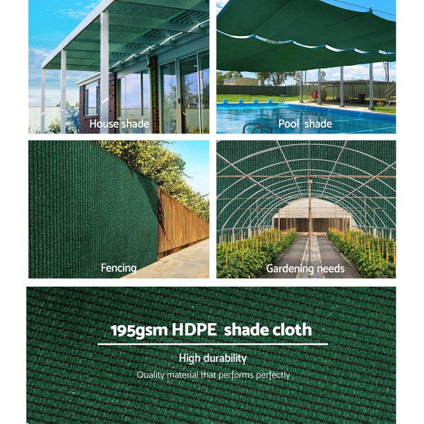 Instahut 90% Sun Shade Cloth Shadecloth Sail Roll Mesh 3.66x20m 195gsm Green Instahut