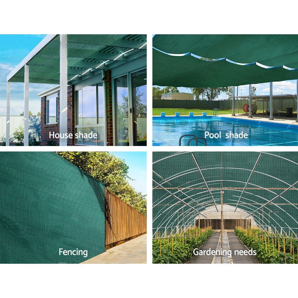Instahut 3.66x30m 50% UV Shade Cloth Shadecloth Sail Garden Mesh Roll Outdoor Green Instahut