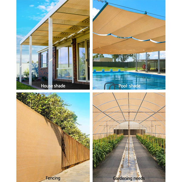 Instahut 70% UV Sun Shade Cloth Shadecloth Sail Roll Mesh Outdoor 3.66x30m Beige Instahut