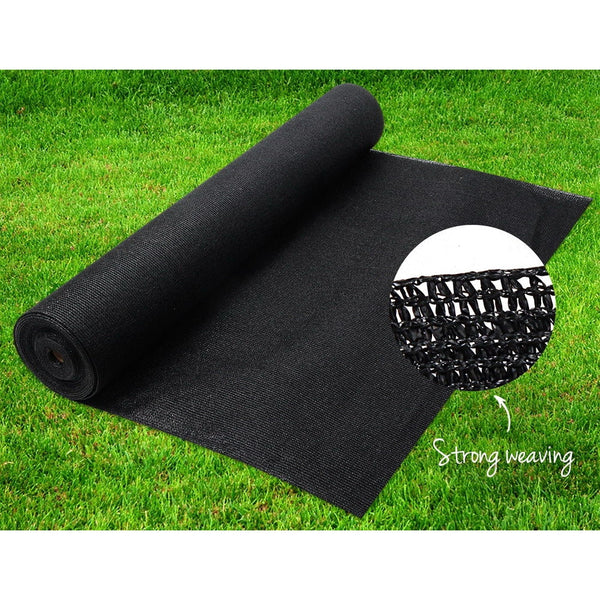 Instahut 70% UV Sun Shade Cloth Shadecloth Sail Roll Mesh Garden Outdoor 3.66x30m Black Instahut