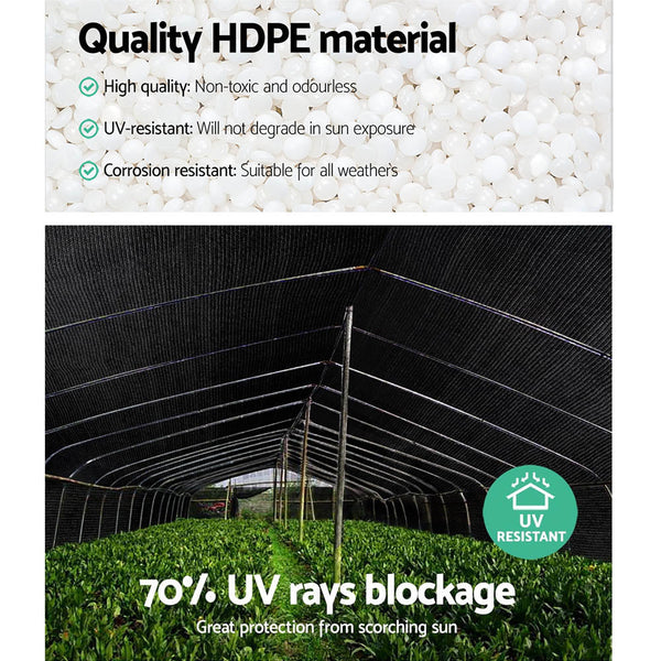 Instahut 70% UV Sun Shade Cloth Shadecloth Sail Roll Mesh Garden Outdoor 3.66x30m Black Instahut