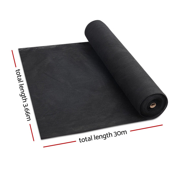 Instahut 3.66x30m 30% UV Shade Cloth Shadecloth Sail Garden Mesh Roll Outdoor Black Instahut