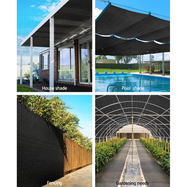 Instahut 3.66x30m 30% UV Shade Cloth Shadecloth Sail Garden Mesh Roll Outdoor Black Instahut