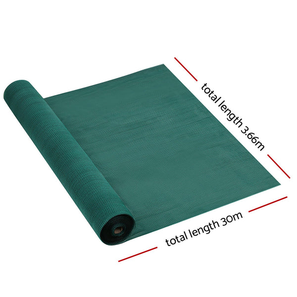 Instahut 3.66x30m 30% UV Shade Cloth Shadecloth Sail Garden Mesh Roll Outdoor Green Instahut