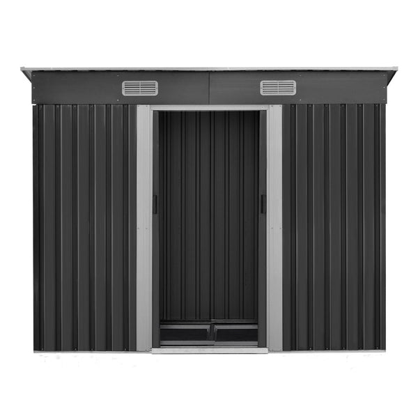 Giantz Garden Shed Outdoor Storage Sheds 2.38x1.31M Tool Metal Base House Grey Giantz