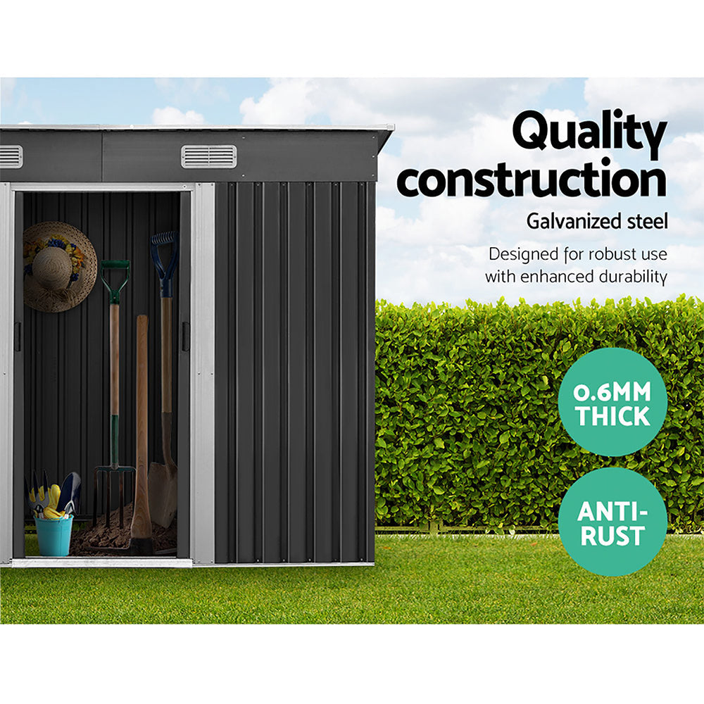 Giantz Garden Shed Outdoor Storage Sheds 2.38x1.31M Tool Metal Base House Grey Giantz