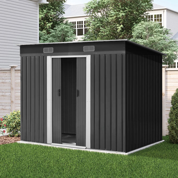 Giantz Garden Shed Outdoor Storage Sheds 2.38x1.31M Tool Metal Base House Grey Giantz