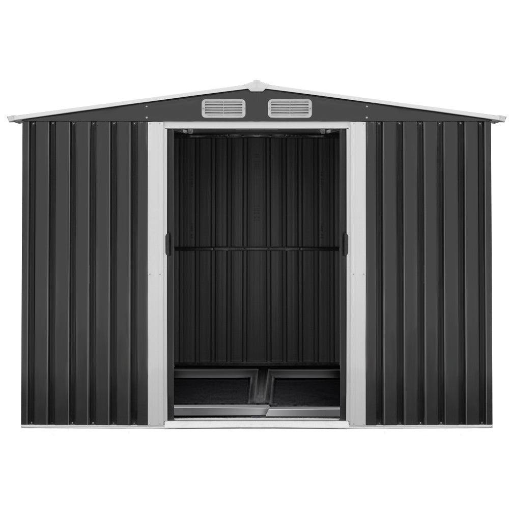 Giantz Garden Shed Outdoor Storage Sheds 2.58x3.14x2.02M Workshop Metal Base Grey Giantz