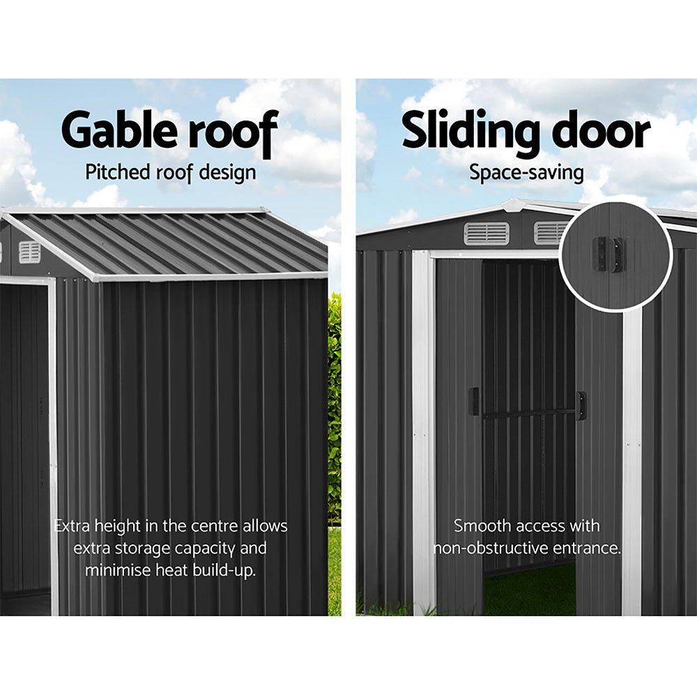 Giantz Garden Shed Outdoor Storage Sheds 2.58x3.14x2.02M Workshop Metal Base Grey Giantz