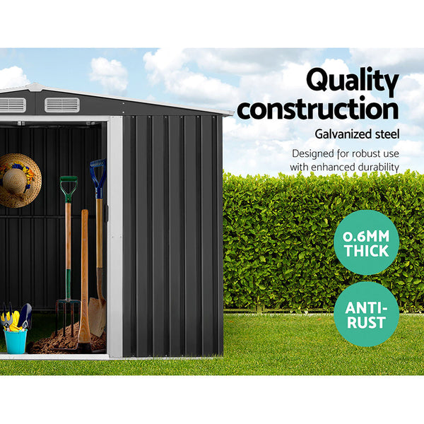 Giantz Garden Shed Outdoor Storage Sheds 2.6x3.9x2M Workshop Metal Base Grey Giantz