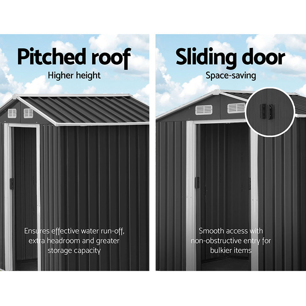 Giantz Garden Shed Outdoor Storage Sheds 2.6x3.9x2M Workshop Metal Base Grey Giantz