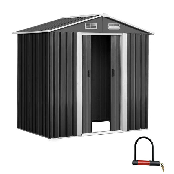 Giantz Garden Shed Outdoor Storage Sheds 1.96x1.32M Tool Workshop Metal Grey Giantz