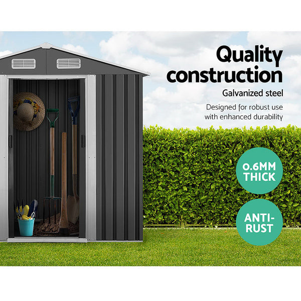 Giantz Garden Shed Outdoor Storage Sheds 1.96x1.32M Tool Workshop Metal Grey Giantz