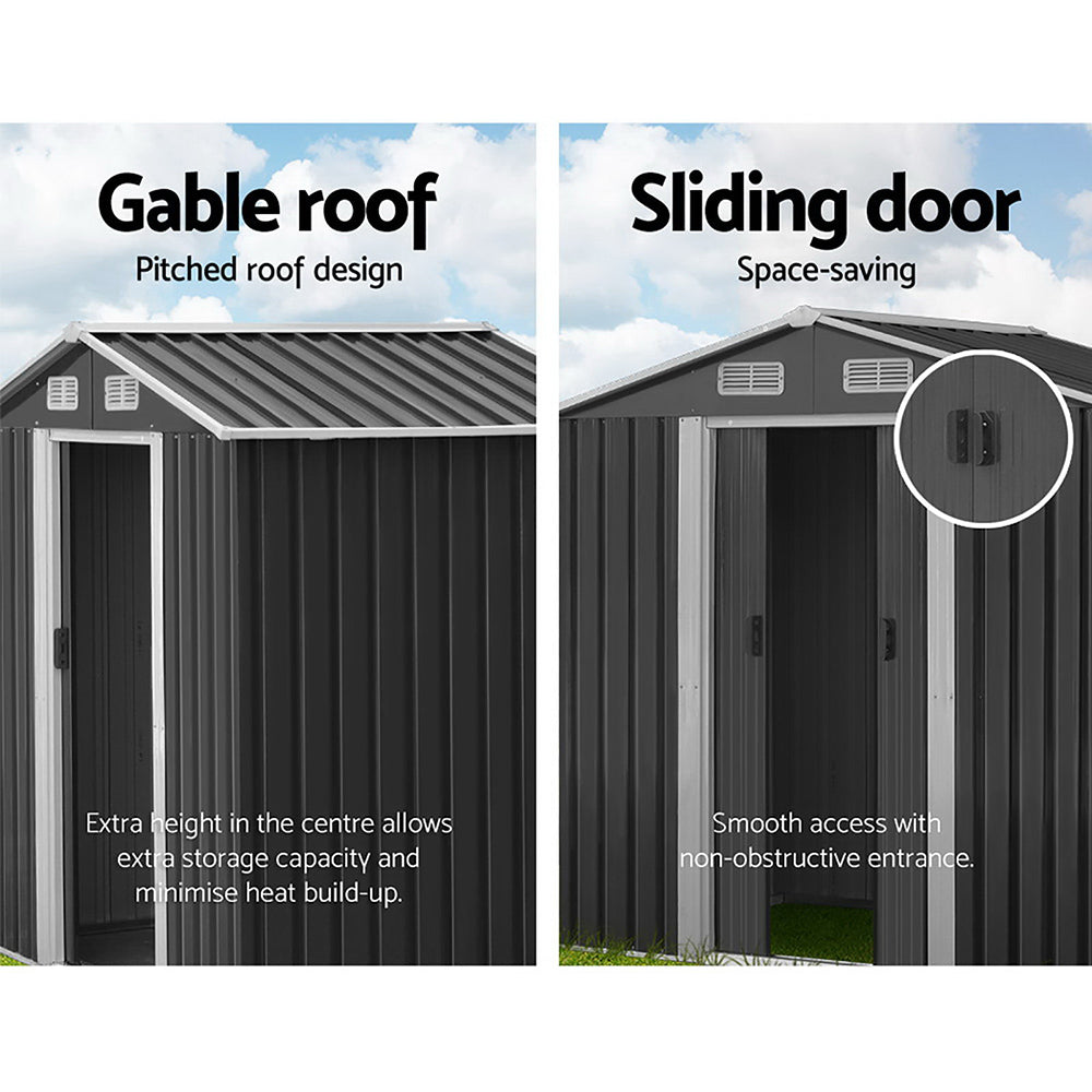 Giantz Garden Shed Outdoor Storage Sheds 1.96x1.32M Tool Workshop Metal Grey Giantz