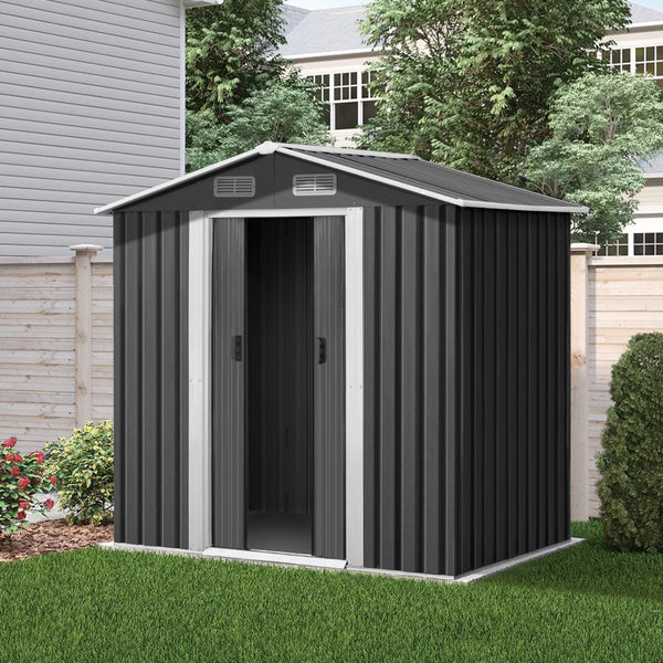 Giantz Garden Shed Outdoor Storage Sheds 1.96x1.32M Tool Workshop Metal Grey Giantz
