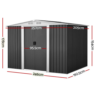 Giantz Garden Shed Outdoor Storage Sheds Tool Workshop 2.58X2.07M with Base
