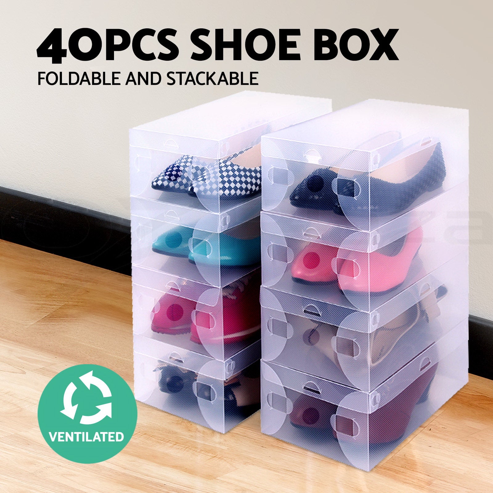 40pcs Clear Shoe Storage Box Transparent Foldable Stackable Boxes Organize Home freeshipping - Awezingly