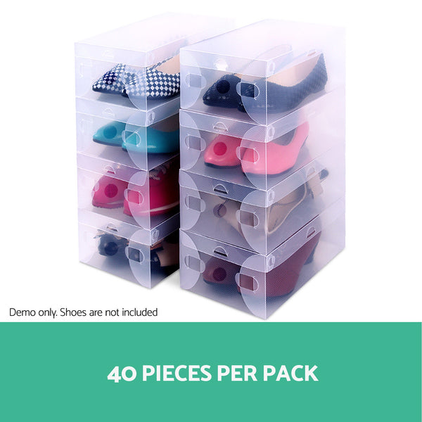 40pcs Clear Shoe Storage Box Transparent Foldable Stackable Boxes Organize Home freeshipping - Awezingly