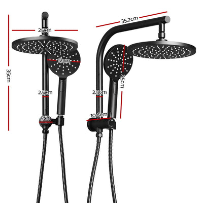 Cefito WELS 9'' Rain Shower Head Set Round Handheld High Pressure Wall Black