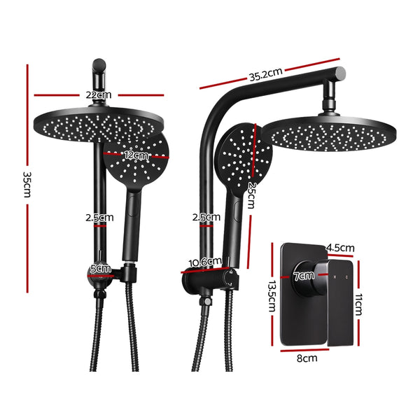 Cefito WELS 9'' Rain Shower Head Mixer Round Handheld High Pressure Wall Black freeshipping - Awezingly