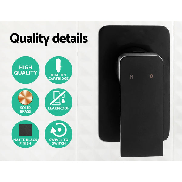 Cefito WELS 9'' Rain Shower Head Mixer Round Handheld High Pressure Wall Black freeshipping - Awezingly