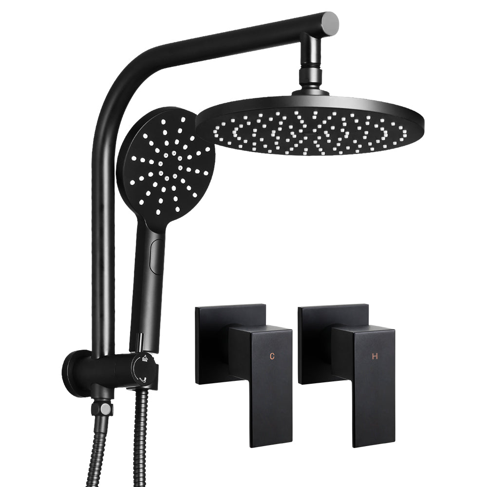 Cefito WELS 9'' Rain Shower Head Taps Round Handheld High Pressure Wall Black Does not apply