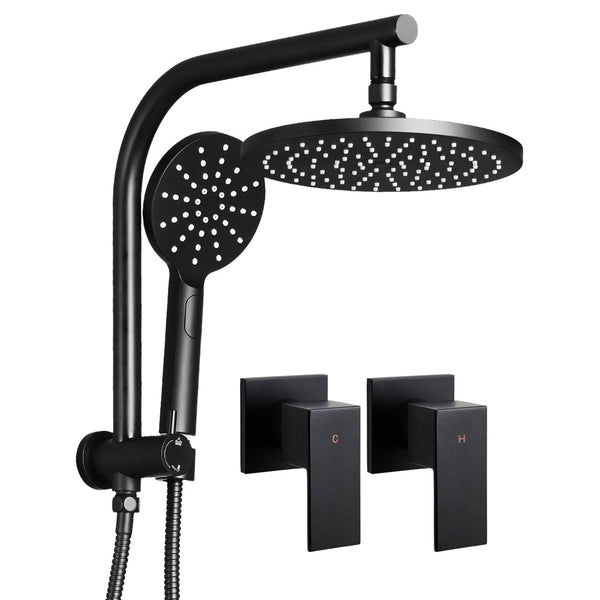 Cefito WELS 9'' Rain Shower Head Taps Round Handheld High Pressure Wall Black Does not apply