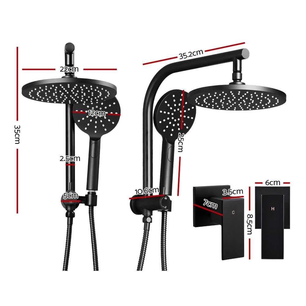 Cefito WELS 9'' Rain Shower Head Taps Round Handheld High Pressure Wall Black Does not apply