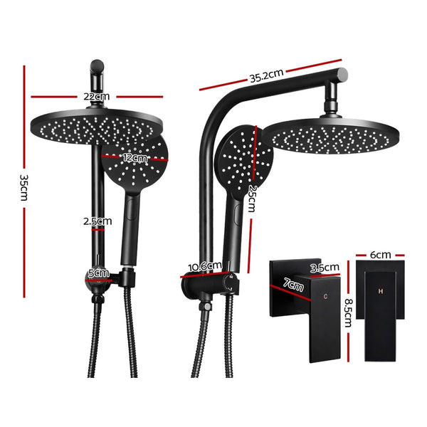 Cefito WELS 9'' Rain Shower Head Taps Round Handheld High Pressure Wall Black Does not apply