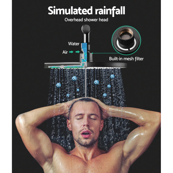 Cefito WELS 9'' Rain Shower Head Taps Round Handheld High Pressure Wall Black Does not apply