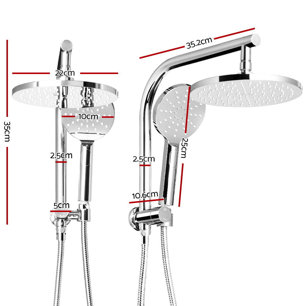 Cefito WELS 9'' Rain Shower Head Set Round Handheld High Pressure Wall Chrome Does not apply