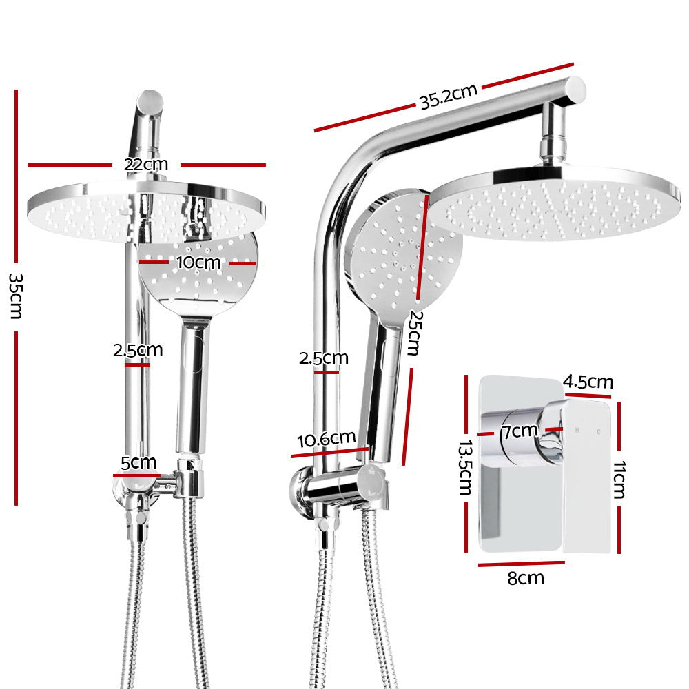 Cefito WELS 9'' Rain Shower Head Mixer Round Handheld High Pressure Wall Chrome Does not apply