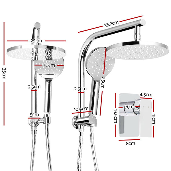 Cefito WELS 9'' Rain Shower Head Mixer Round Handheld High Pressure Wall Chrome Does not apply