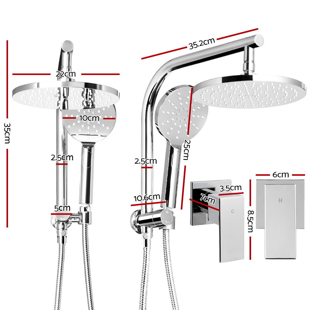 Cefito WELS 9'' Rain Shower Head Taps Round Handheld High Pressure Wall Chrome Does not apply