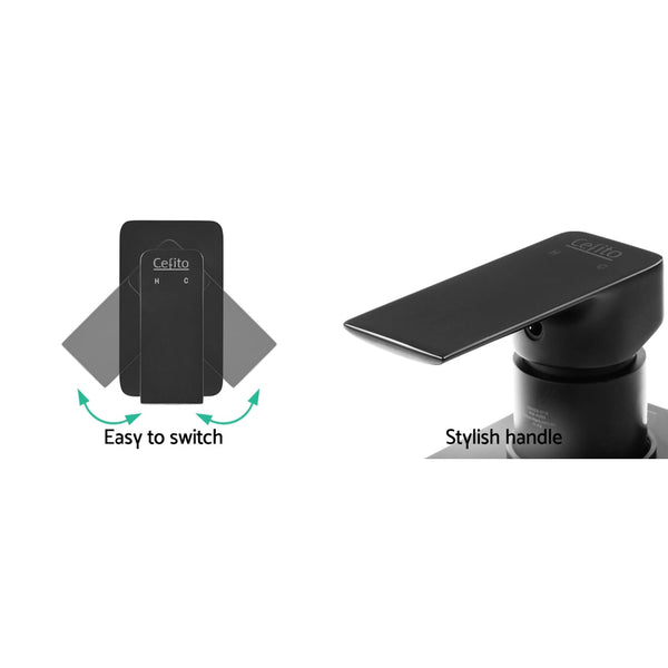 Cefito Bathroom Mixer Tap Faucet Rain Shower head Set Hot And Cold Diverter DIY Black Cefito