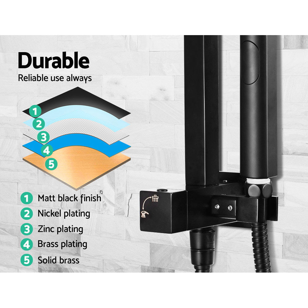 Cefito WELS 8'' Rain Shower Head Set Square Handheld High Pressure Wall Black Cefito