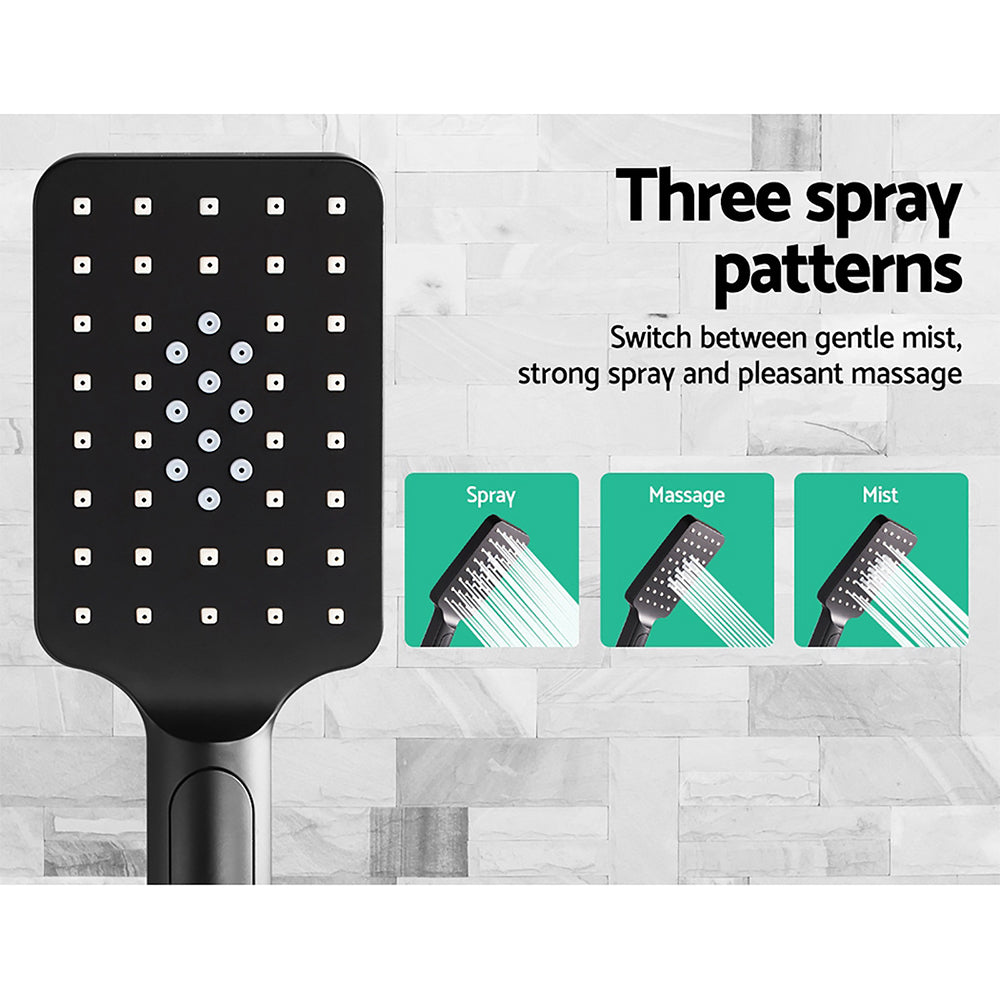 Cefito WELS 8'' Rain Shower Head Set Square Handheld High Pressure Wall Black Cefito