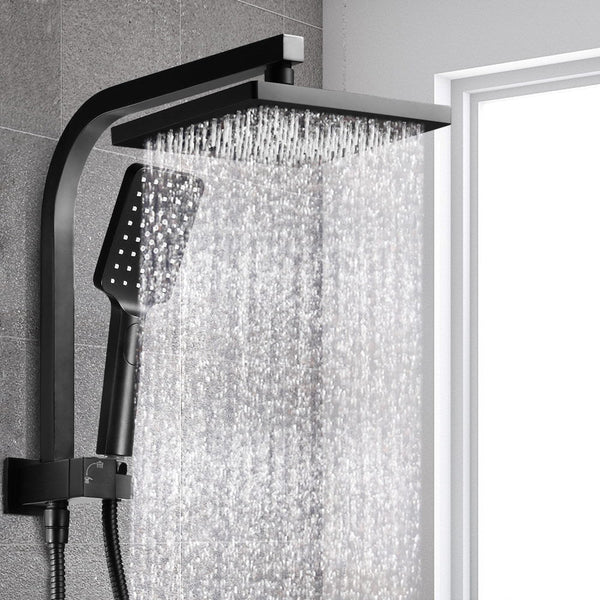 Cefito WELS 8'' Rain Shower Head Set Square Handheld High Pressure Wall Black Cefito