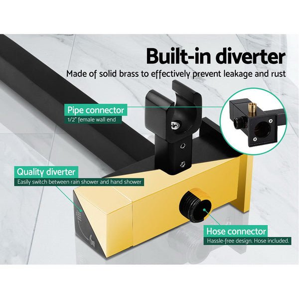 Cefito WELS 8'' Rain Shower Head Mixer Square Handheld High Pressure Wall Black Cefito