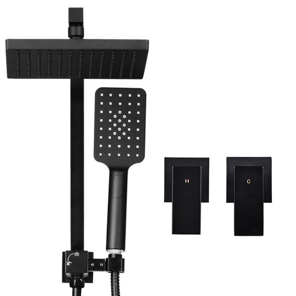 Cefito WELS 8'' Rain Shower Head Taps Square Handheld High Pressure Wall Black Cefito