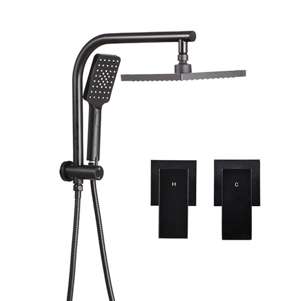 Cefito WELS 8'' Rain Shower Head Taps Square Handheld High Pressure Wall Black Cefito