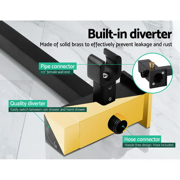 Cefito WELS 8'' Rain Shower Head Taps Square Handheld High Pressure Wall Black Cefito