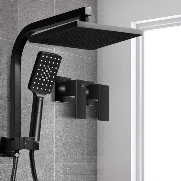 Cefito WELS 8'' Rain Shower Head Taps Square Handheld High Pressure Wall Black Cefito