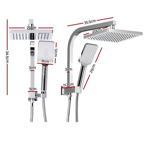 Cefito WELS 8'' Rain Shower Head Set Square Handheld High Pressure Wall Chrome Cefito