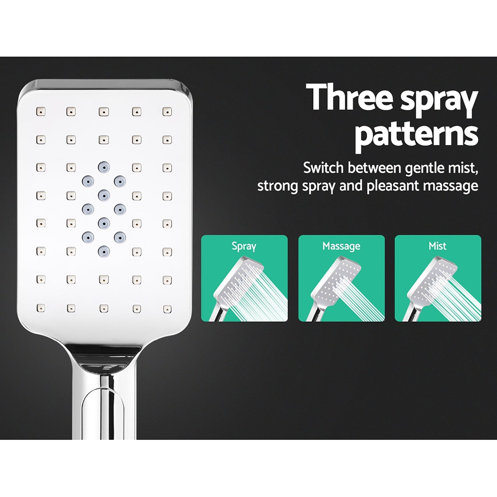 Cefito WELS 8'' Rain Shower Head Set Square Handheld High Pressure Wall Chrome Cefito