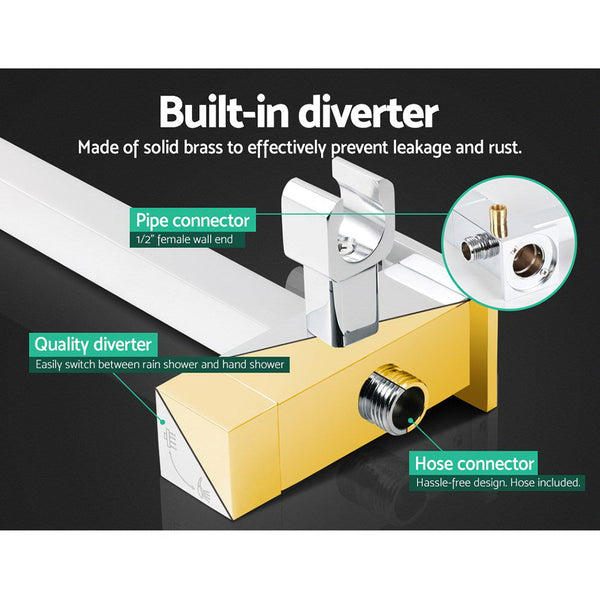 Cefito WELS 8'' Rain Shower Head Mixer Square Handheld High Pressure Wall Chrome Cefito