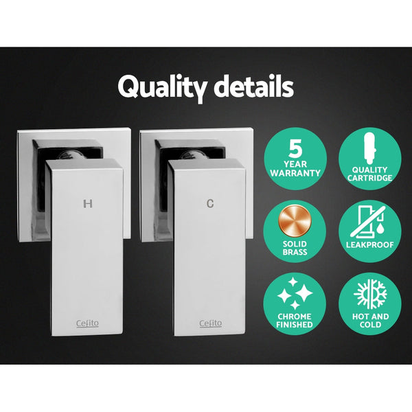 Cefito Bathroom Taps Faucet Rain Shower Head Set Hot And Cold Diverter DIY Chrome Does not apply
